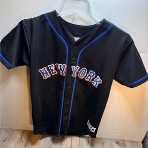 Vtg. Majestic MLB New York Mets Youth Jersey Size M Black USA #57 Johann Santana